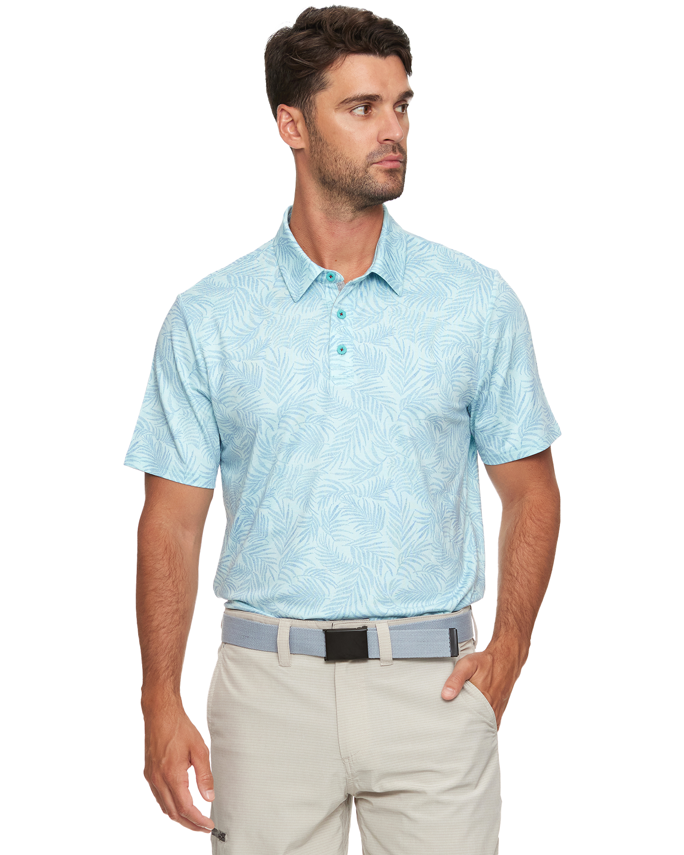 Flag And Anthem Lantana Palm Print Performance Polo