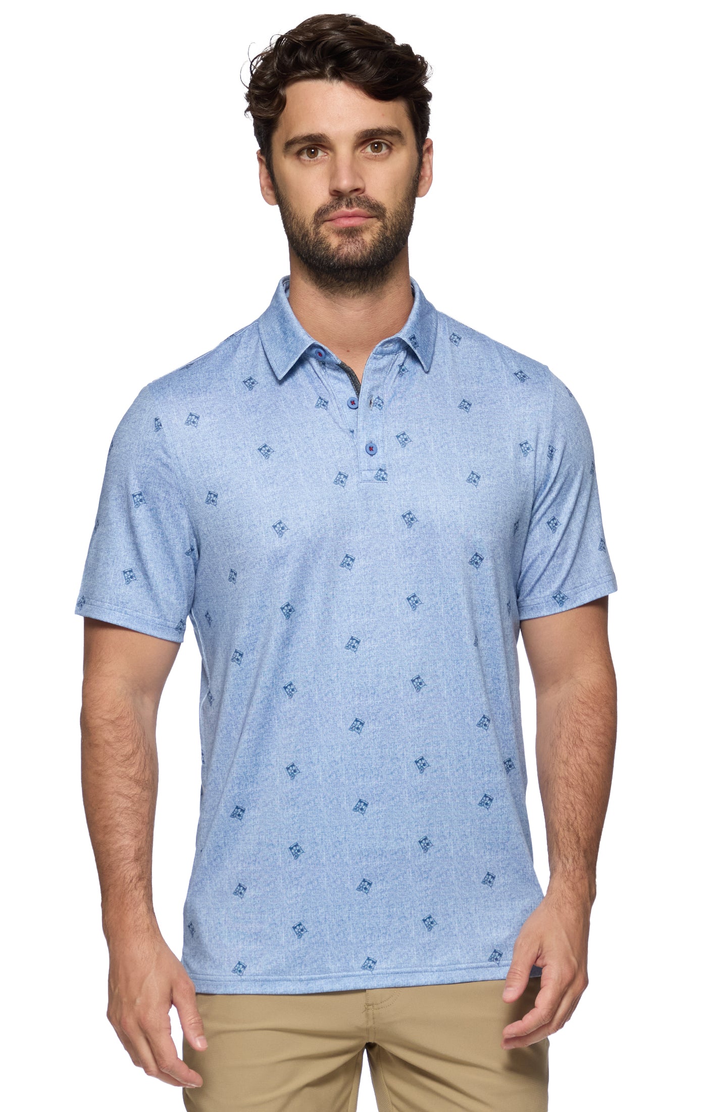 Flag And Anthem Pocatello SS Cocktail Print Performance Polo