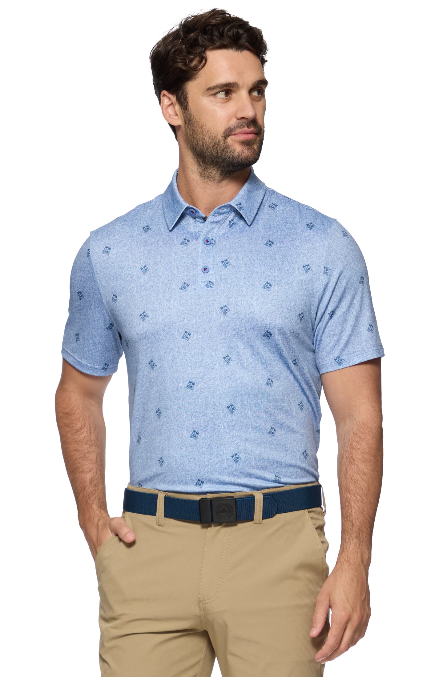 Flag And Anthem Pocatello SS Cocktail Print Performance Polo