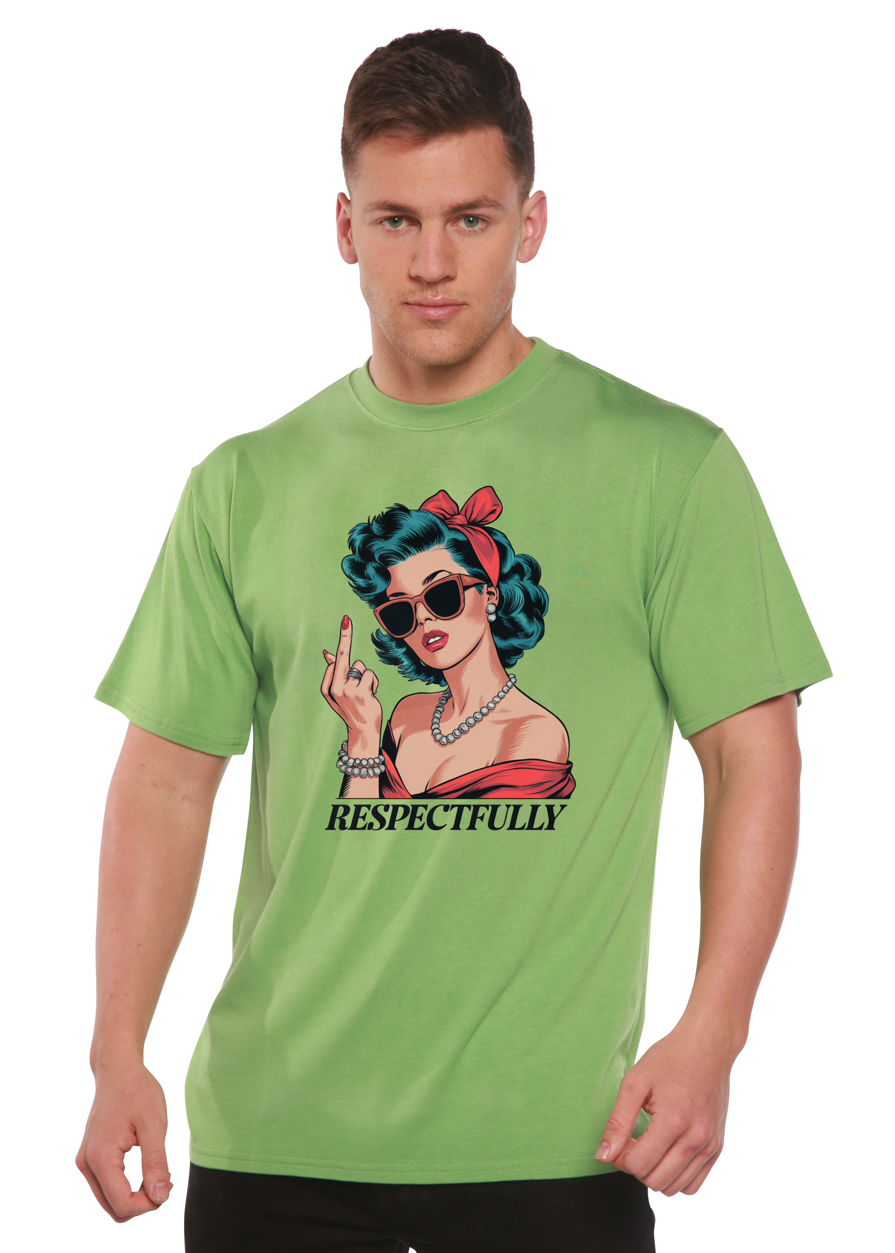 Image of Respectfully Middle Finger Unisex Bamboo/Cotton Graphic T-Shirt