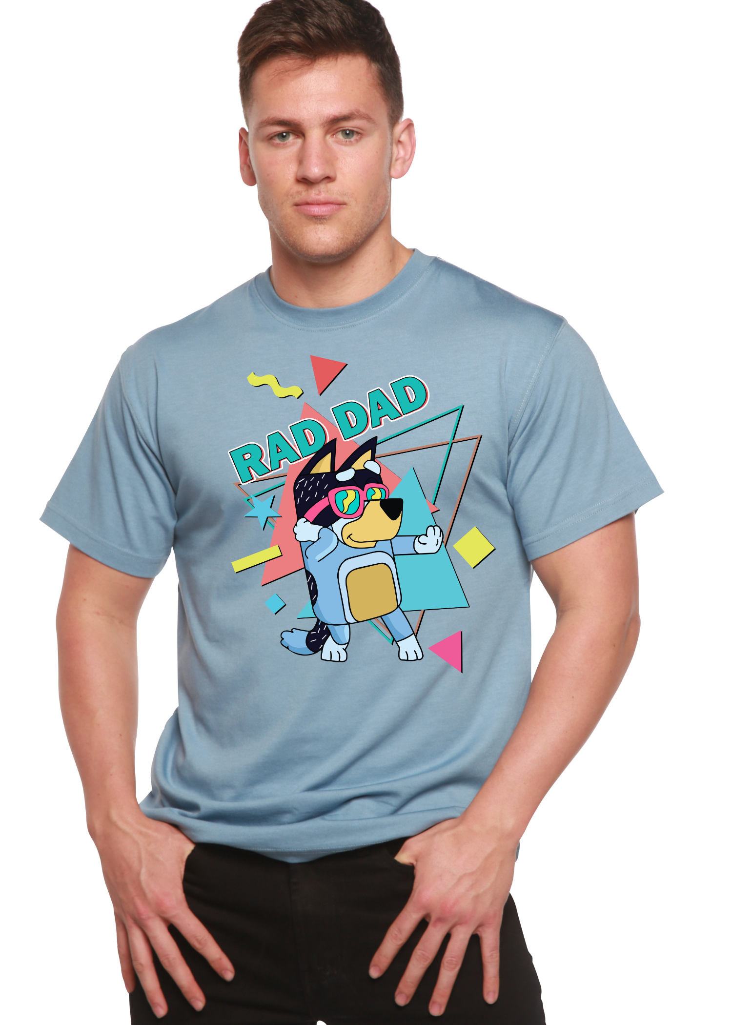 Image of Rad Dad Bluey Men's Bamboo Short Sleeve Graphic T-Shirt