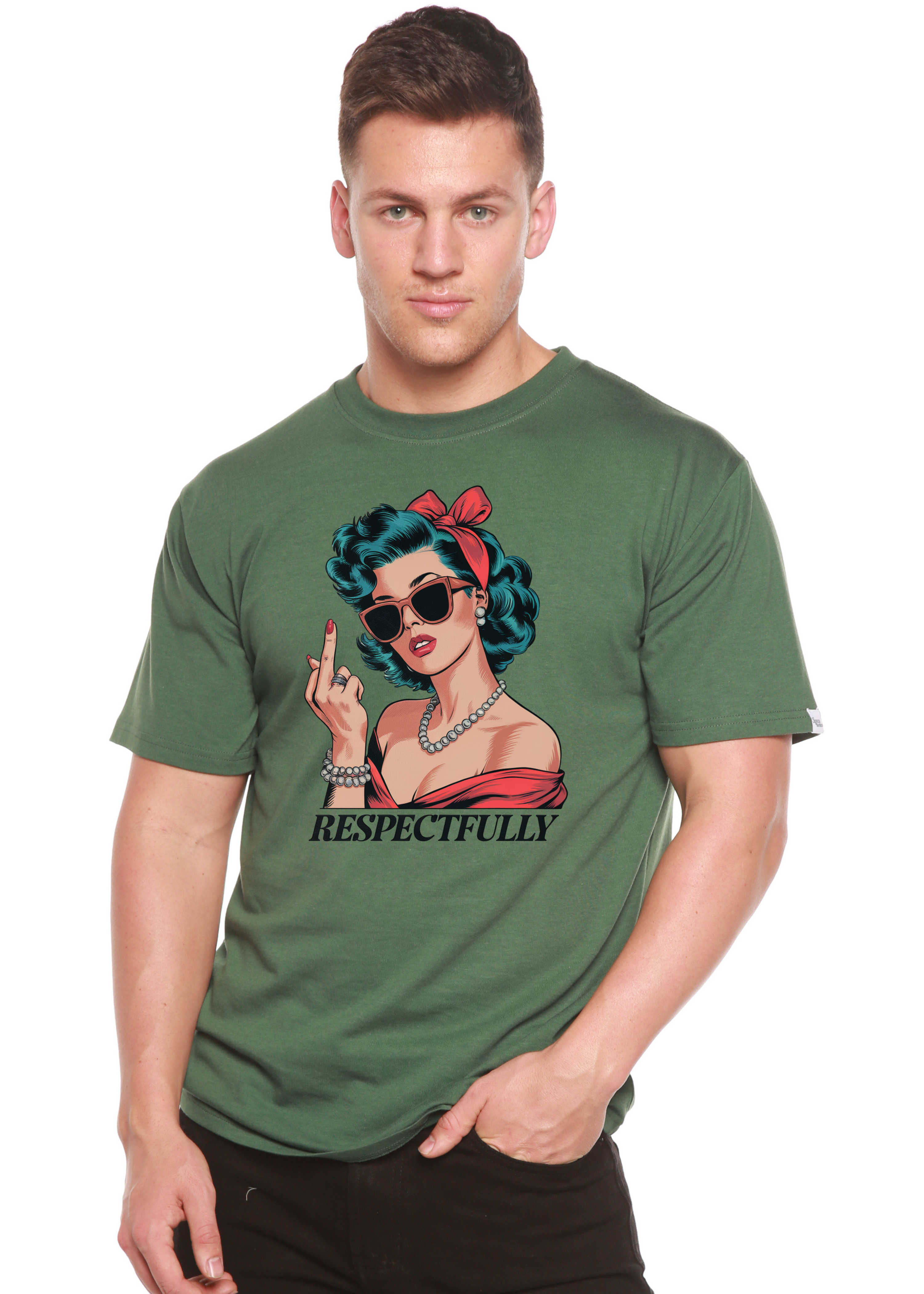Image of Respectfully Middle Finger Unisex Bamboo/Cotton Graphic T-Shirt