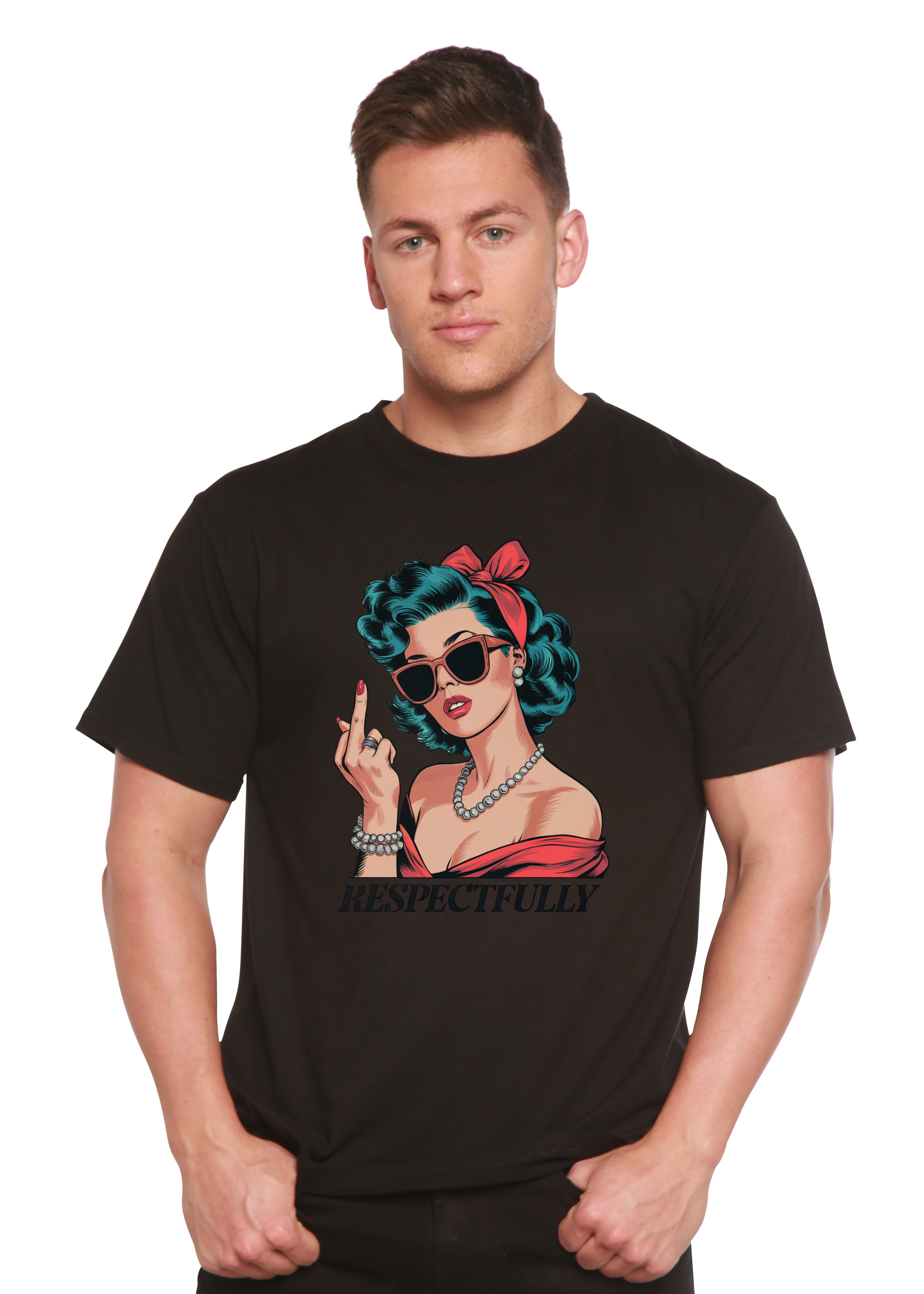 Image of Respectfully Middle Finger Unisex Bamboo/Cotton Graphic T-Shirt