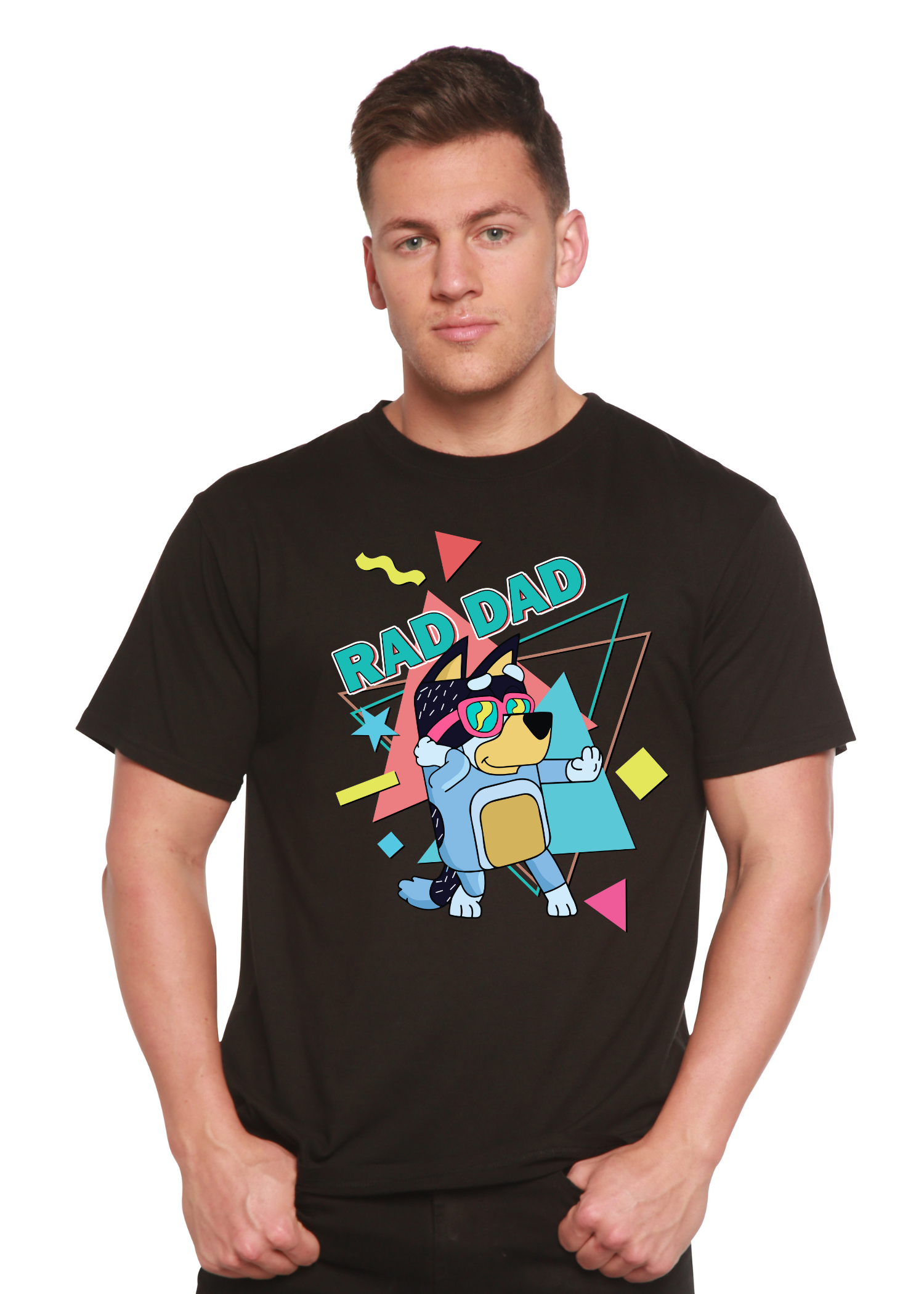 Image of Rad Dad Bluey Men's Bamboo Short Sleeve Graphic T-Shirt