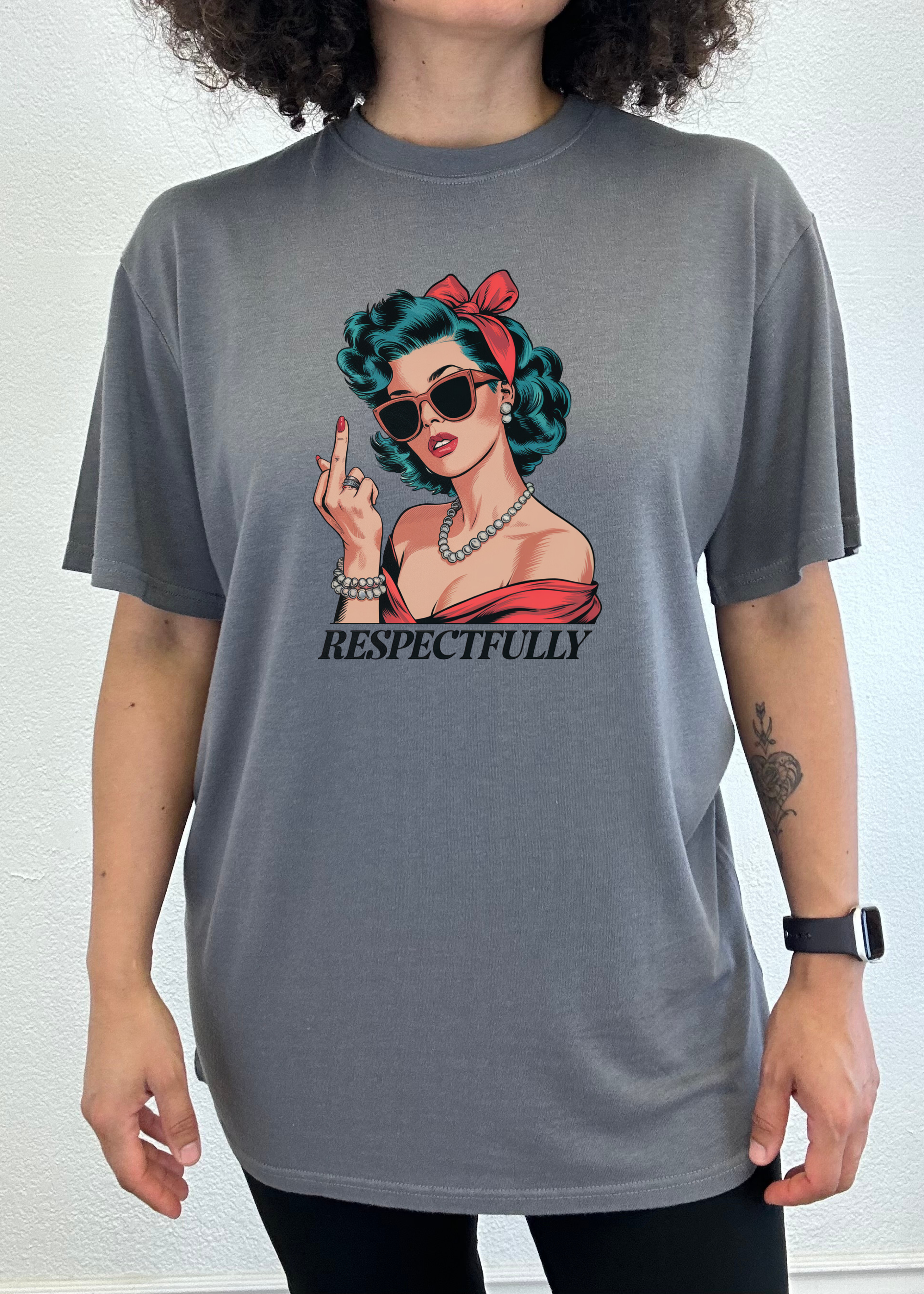 Image of Respectfully Middle Finger Unisex Bamboo/Cotton Graphic T-Shirt
