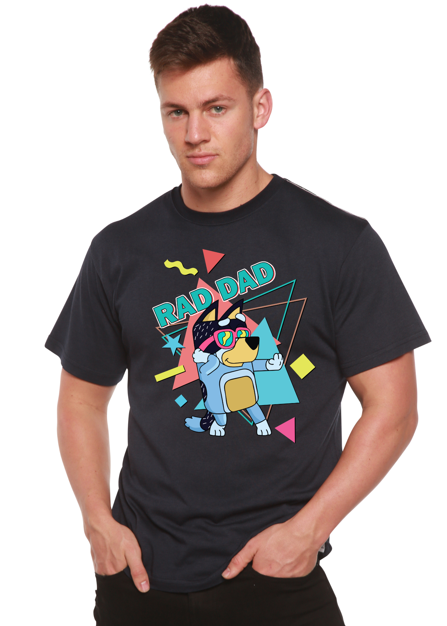 Image of Rad Dad Bluey Men's Bamboo Short Sleeve Graphic T-Shirt