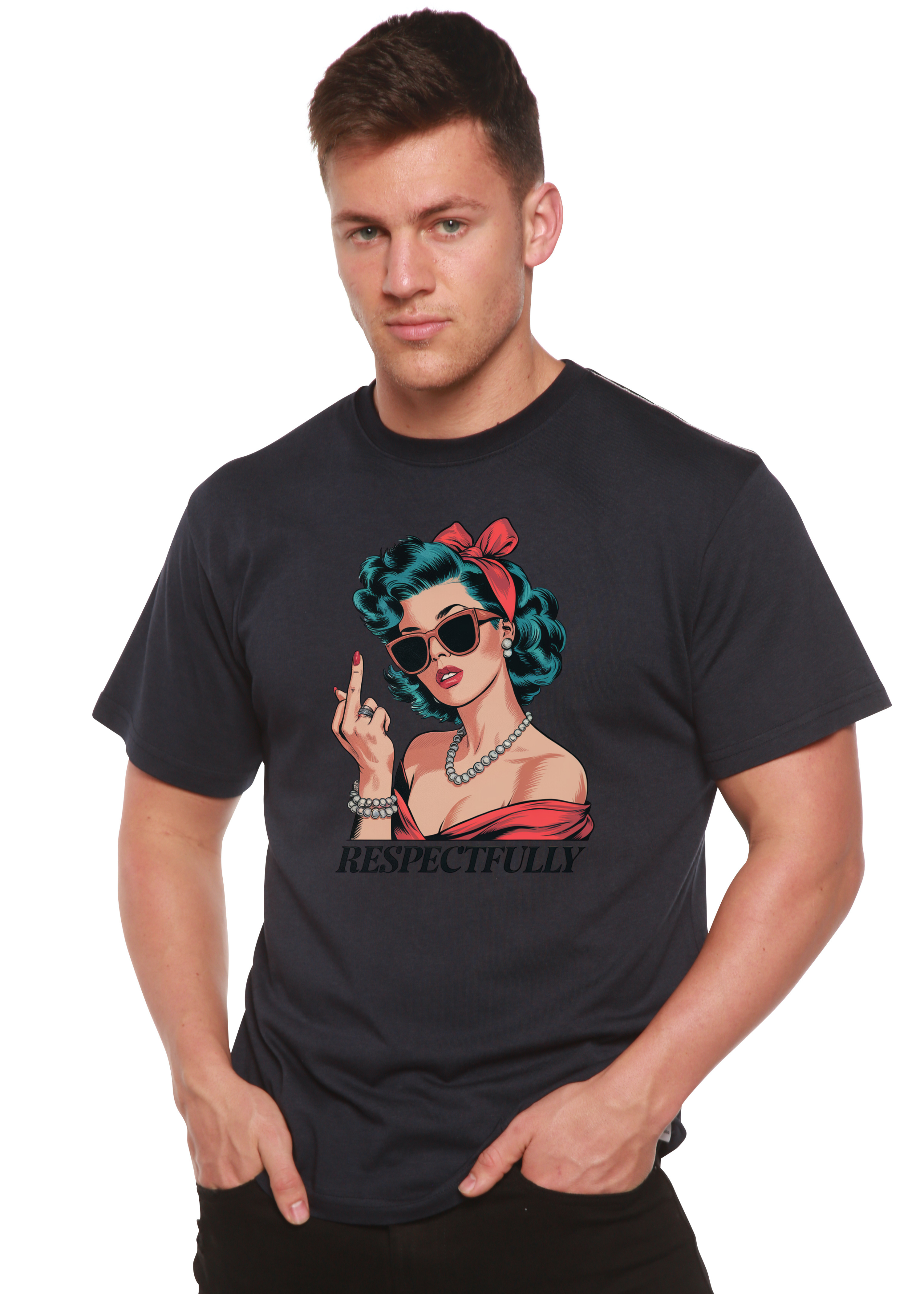 Image of Respectfully Middle Finger Unisex Bamboo/Cotton Graphic T-Shirt
