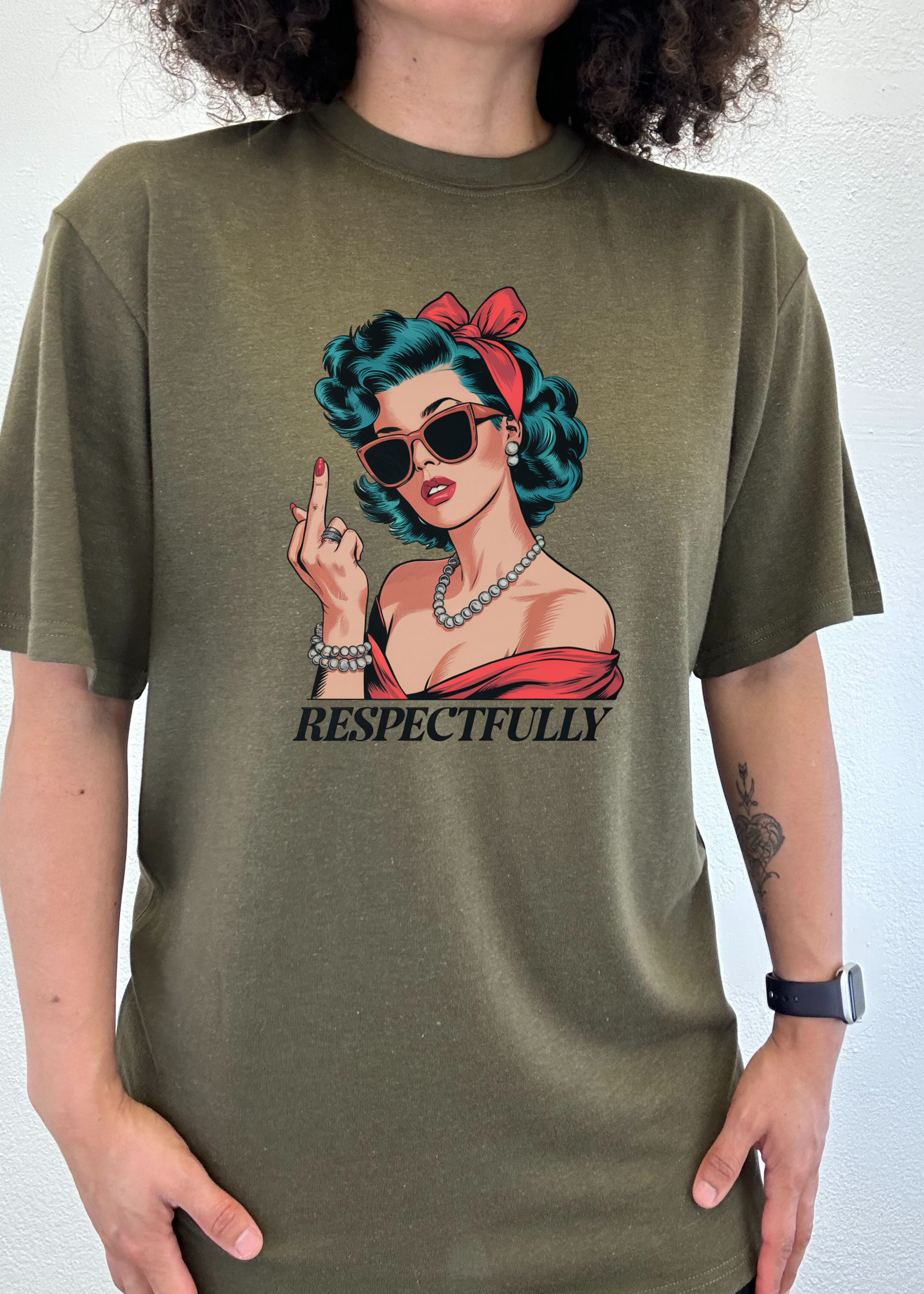 Image of Respectfully Middle Finger Unisex Bamboo/Cotton Graphic T-Shirt