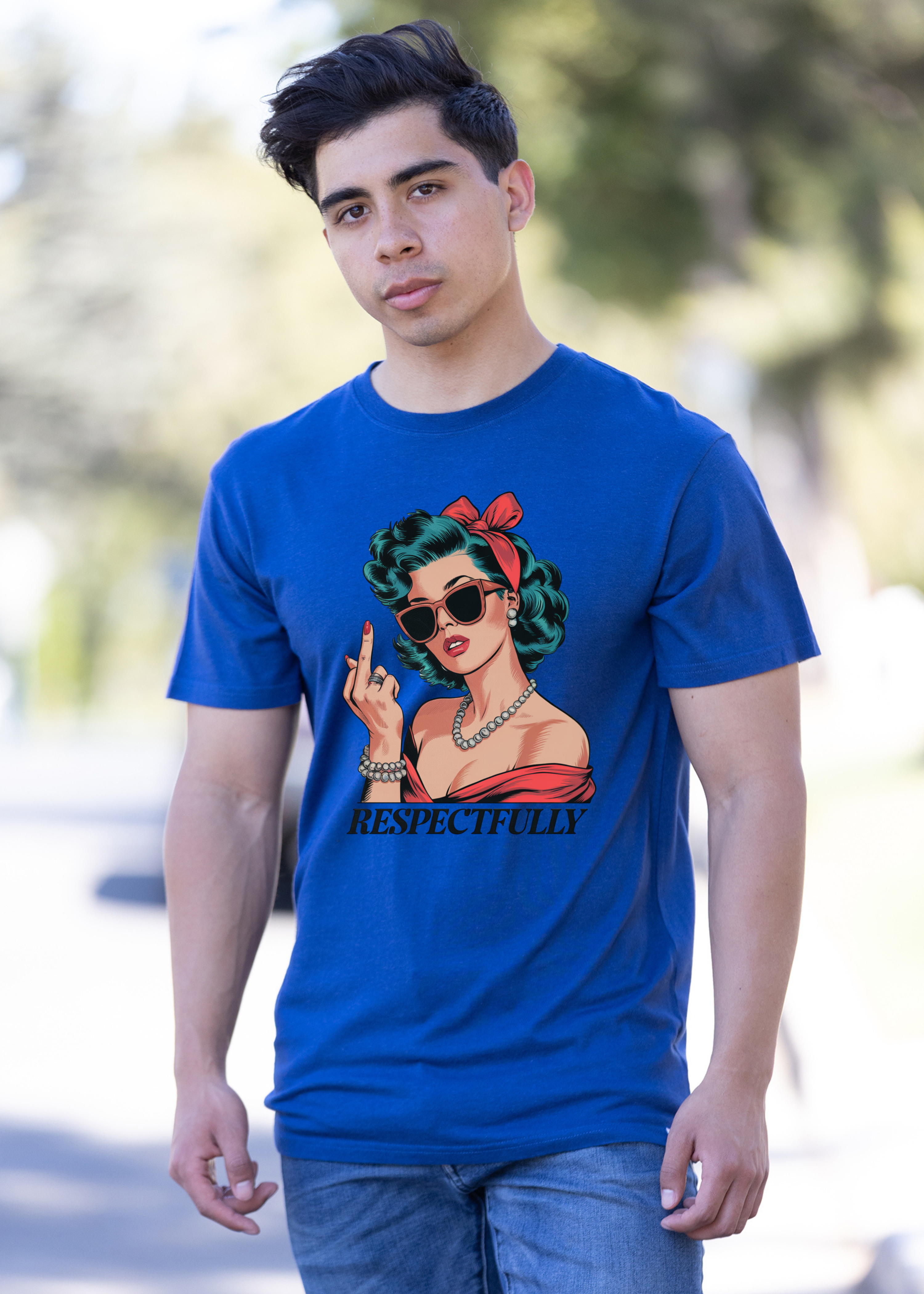 Image of Respectfully Middle Finger Unisex Bamboo/Cotton Graphic T-Shirt