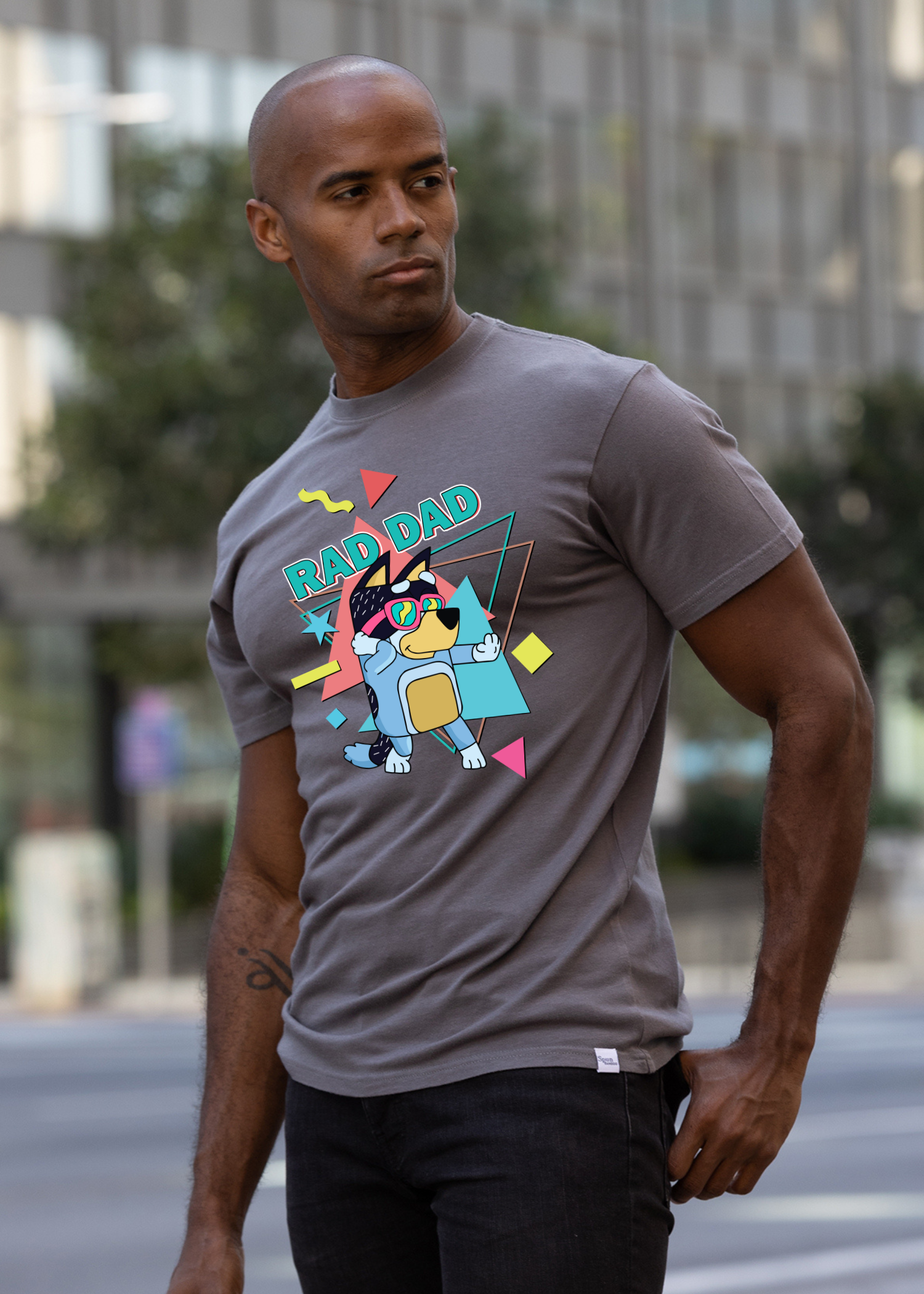 Image of Rad Dad Bluey Men's Bamboo Short Sleeve Graphic T-Shirt