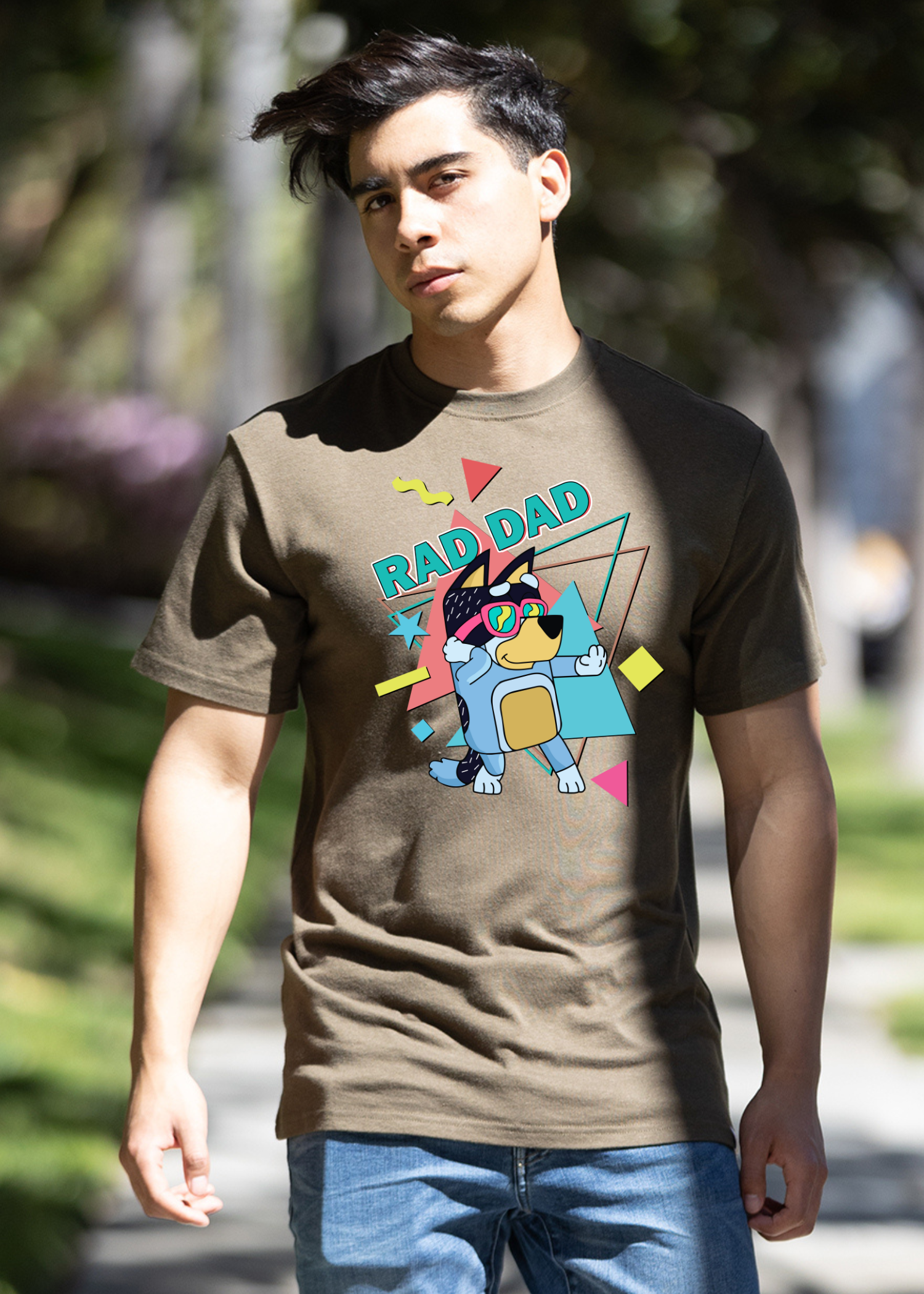 Image of Rad Dad Bluey Men's Bamboo Short Sleeve Graphic T-Shirt
