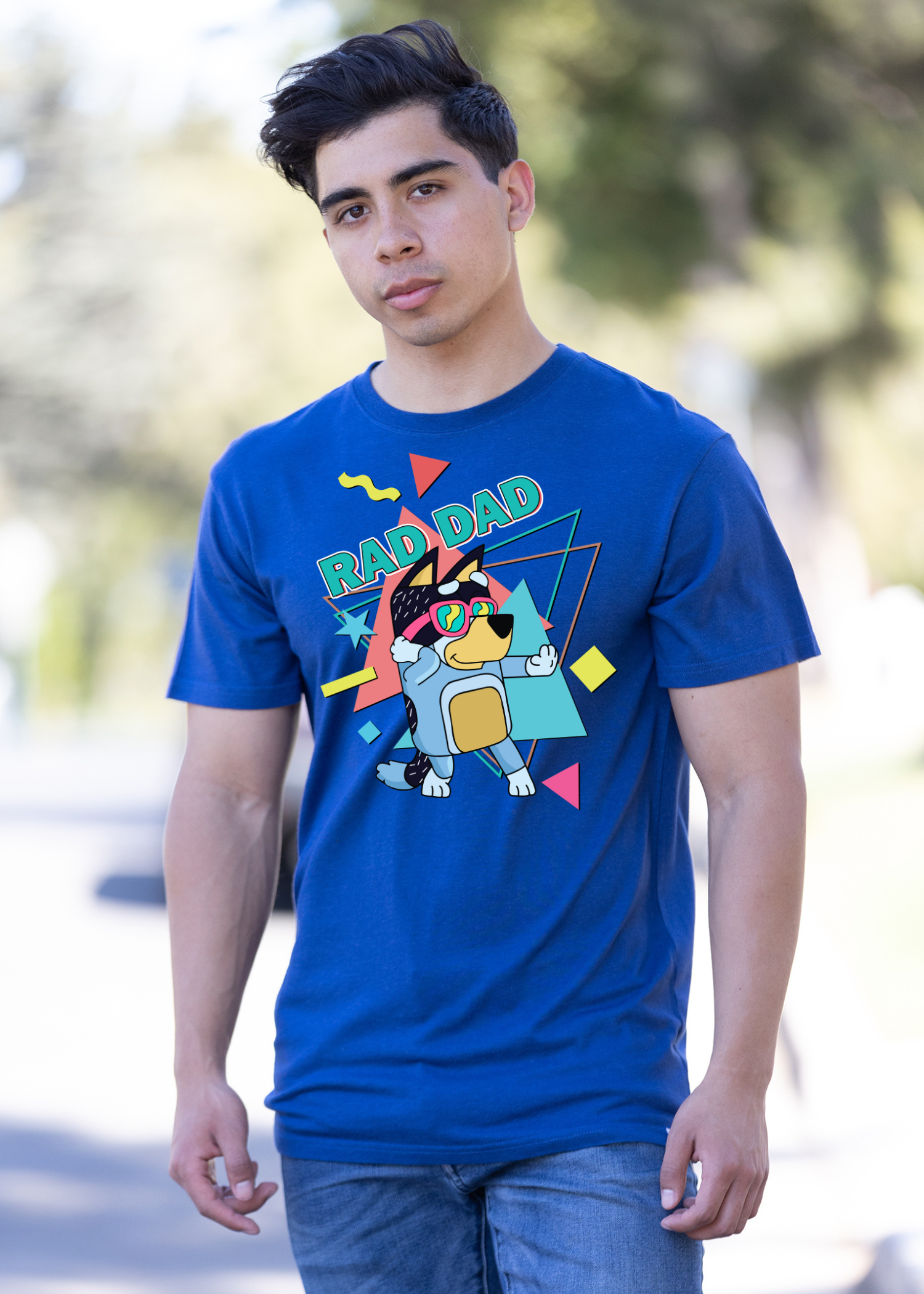 Image of Rad Dad Bluey Men's Bamboo Short Sleeve Graphic T-Shirt