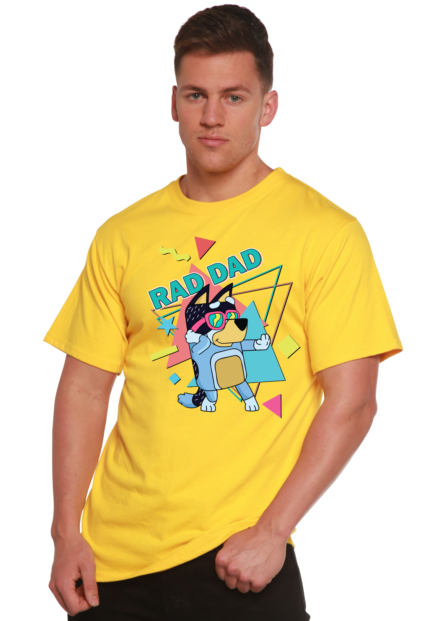Image of Rad Dad Bluey Men's Bamboo Short Sleeve Graphic T-Shirt