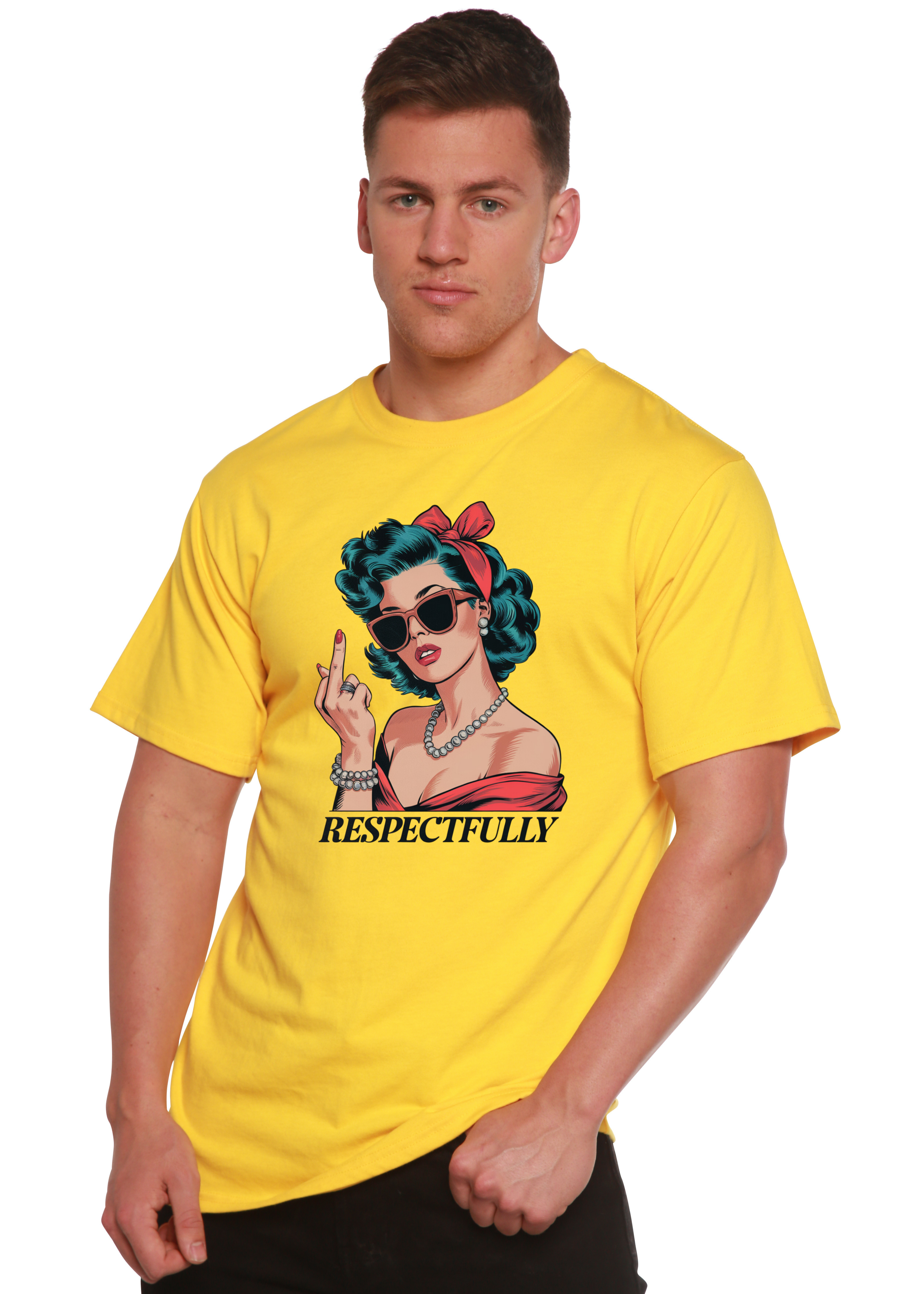 Image of Respectfully Middle Finger Unisex Bamboo/Cotton Graphic T-Shirt