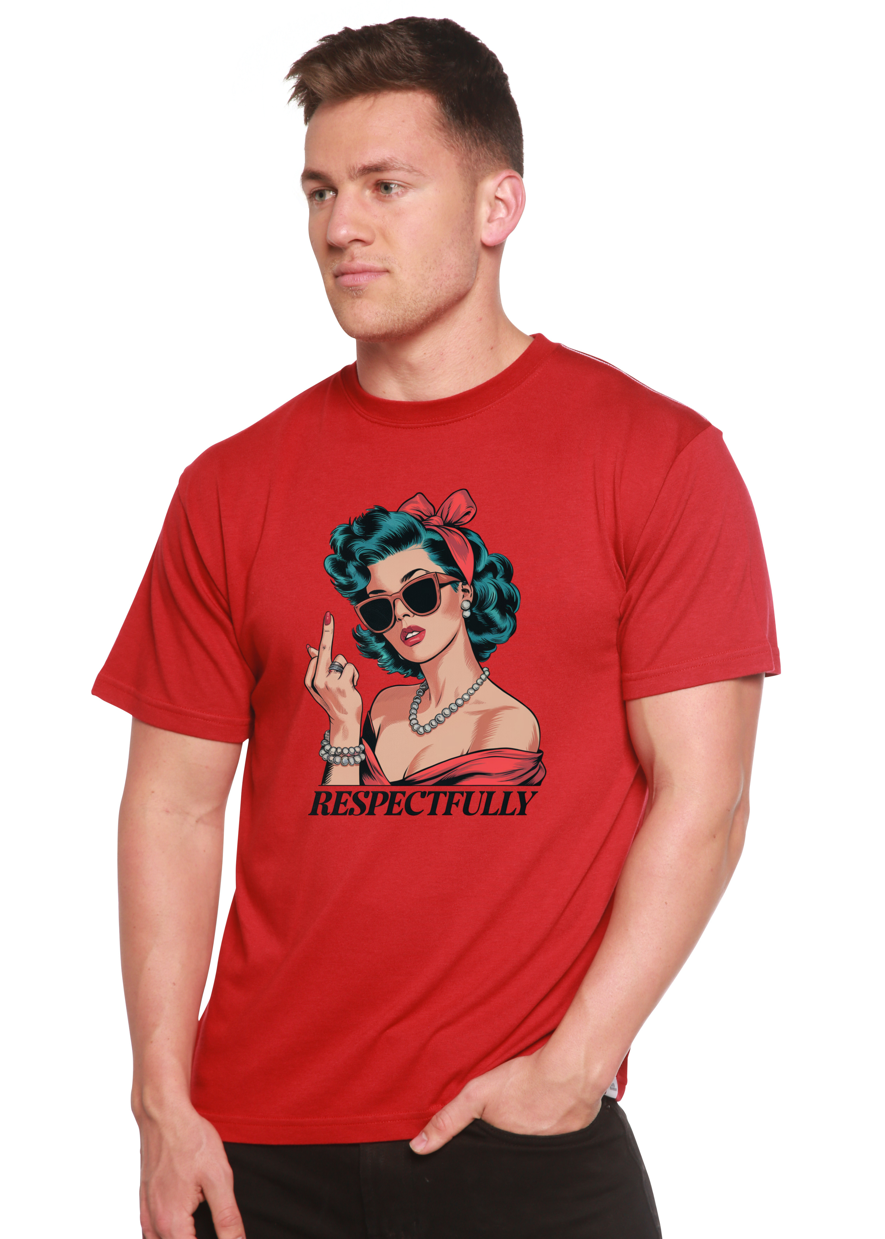 Image of Respectfully Middle Finger Unisex Bamboo/Cotton Graphic T-Shirt