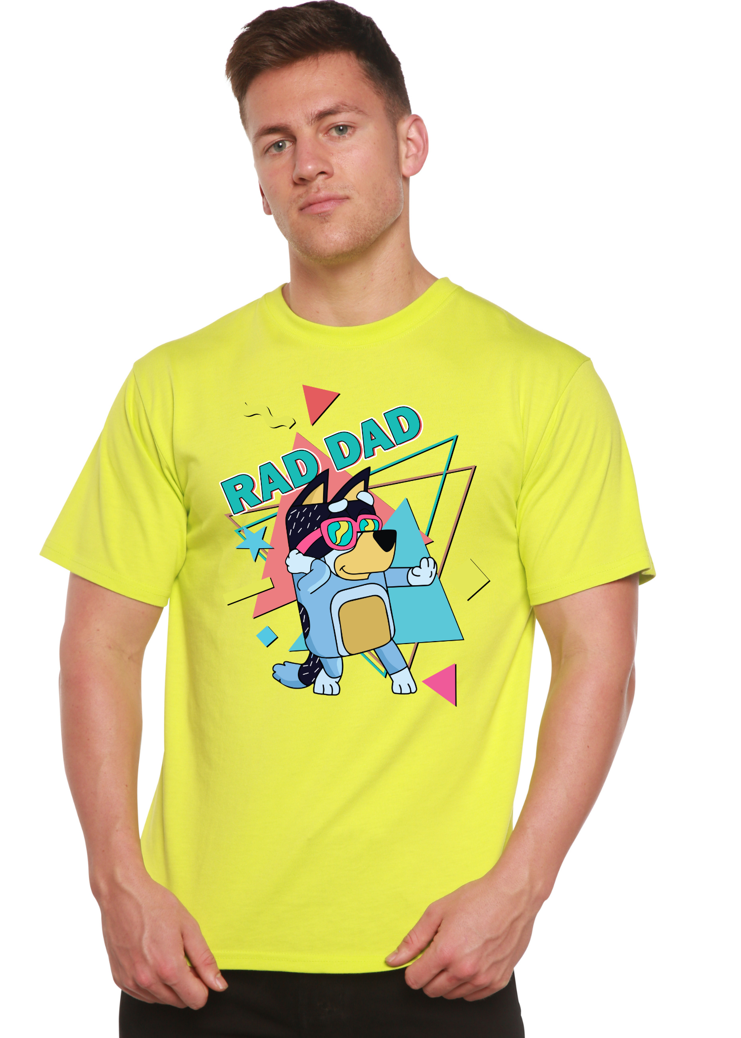 Image of Rad Dad Bluey Men's Bamboo Short Sleeve Graphic T-Shirt
