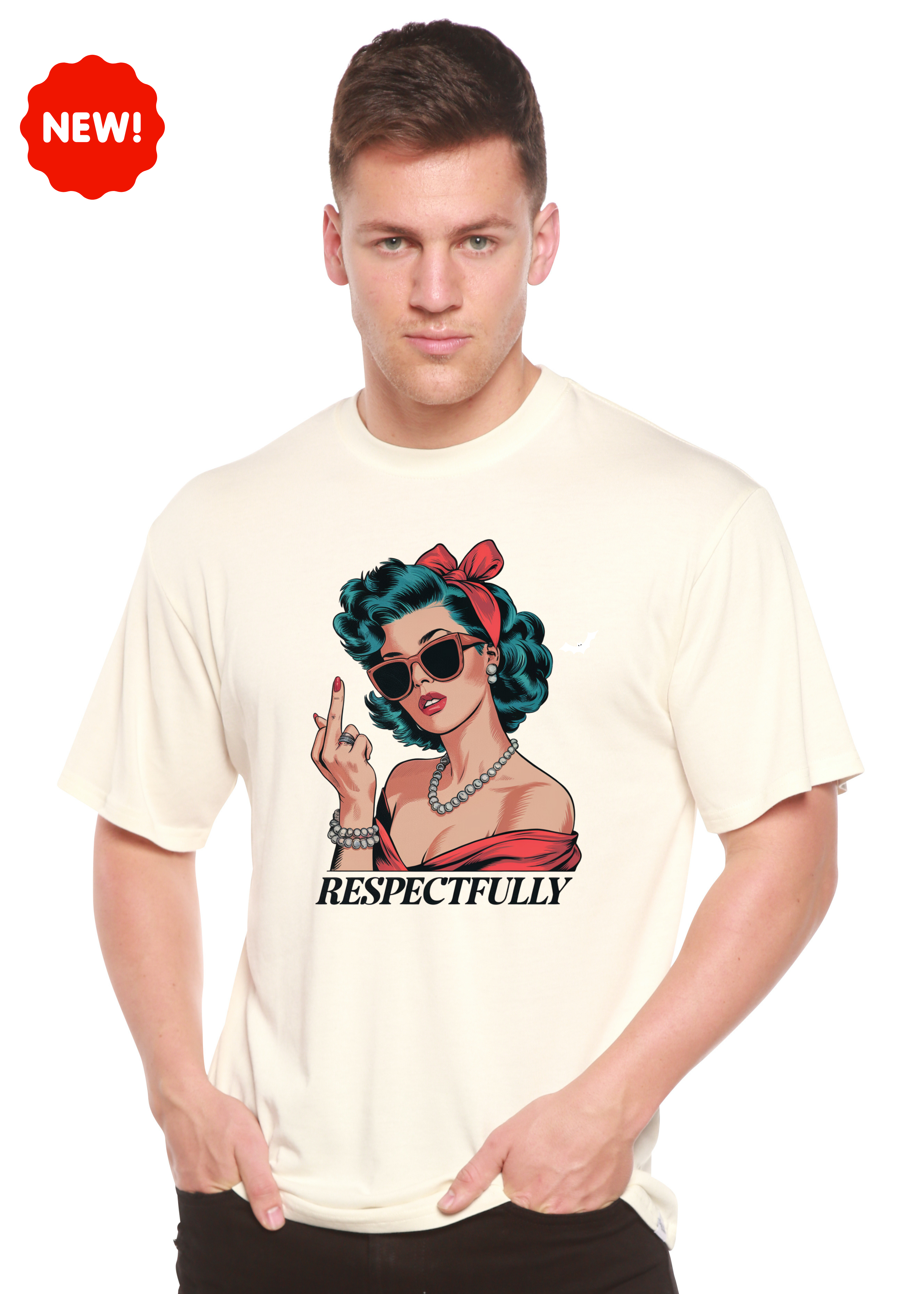 Image of Respectfully Middle Finger Unisex Bamboo/Cotton Graphic T-Shirt