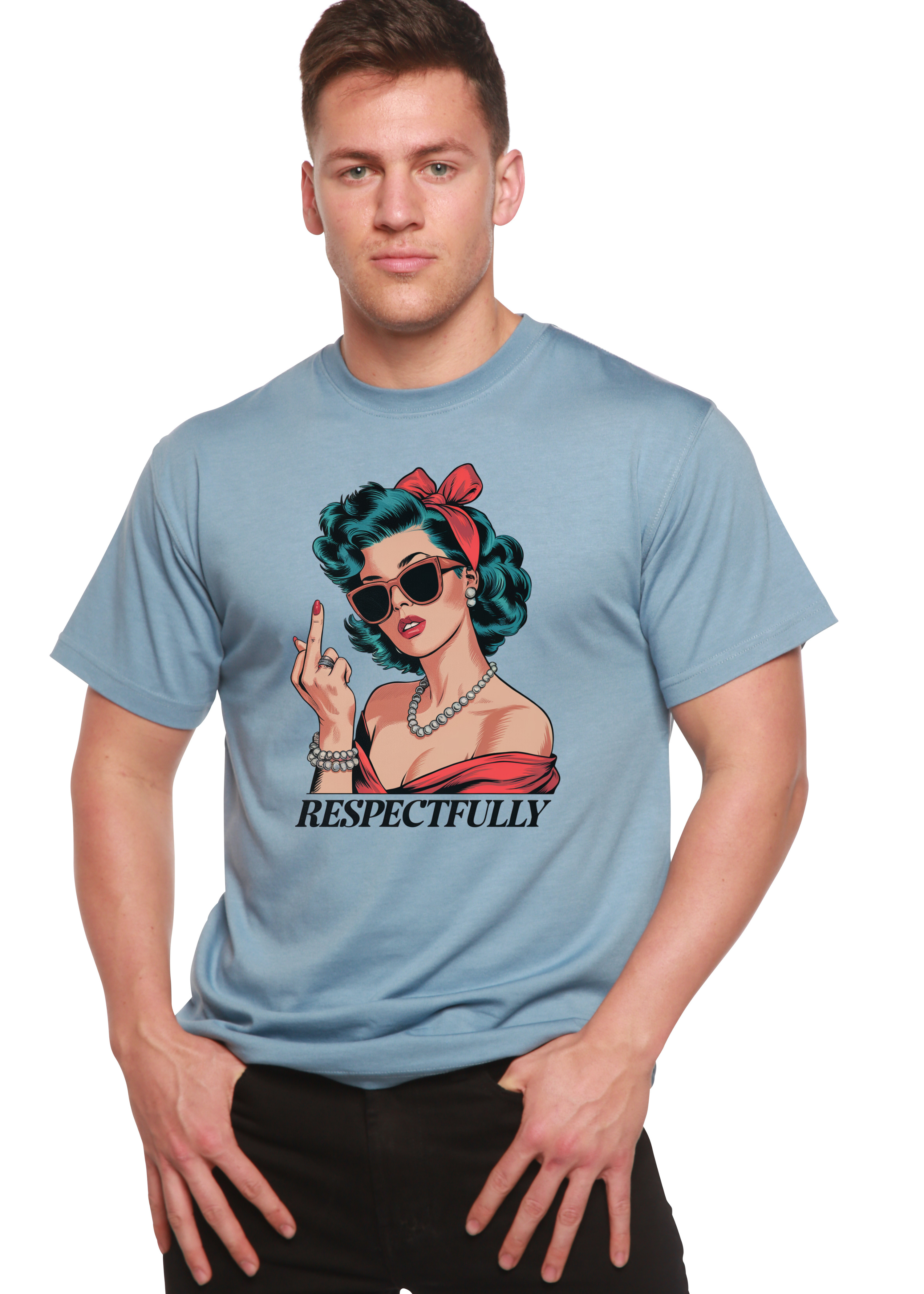 Image of Respectfully Middle Finger Unisex Bamboo/Cotton Graphic T-Shirt