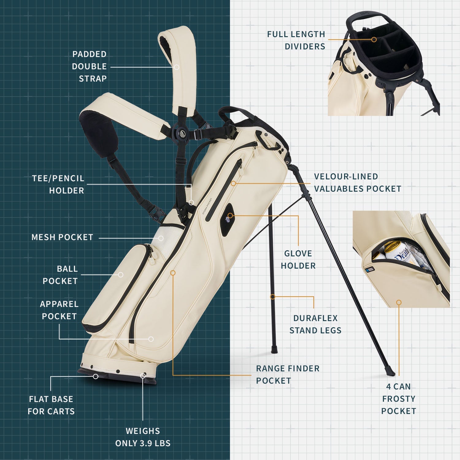 Image of El Camino S-Class | Cream Vegan Leather Mid Size Stand Bag