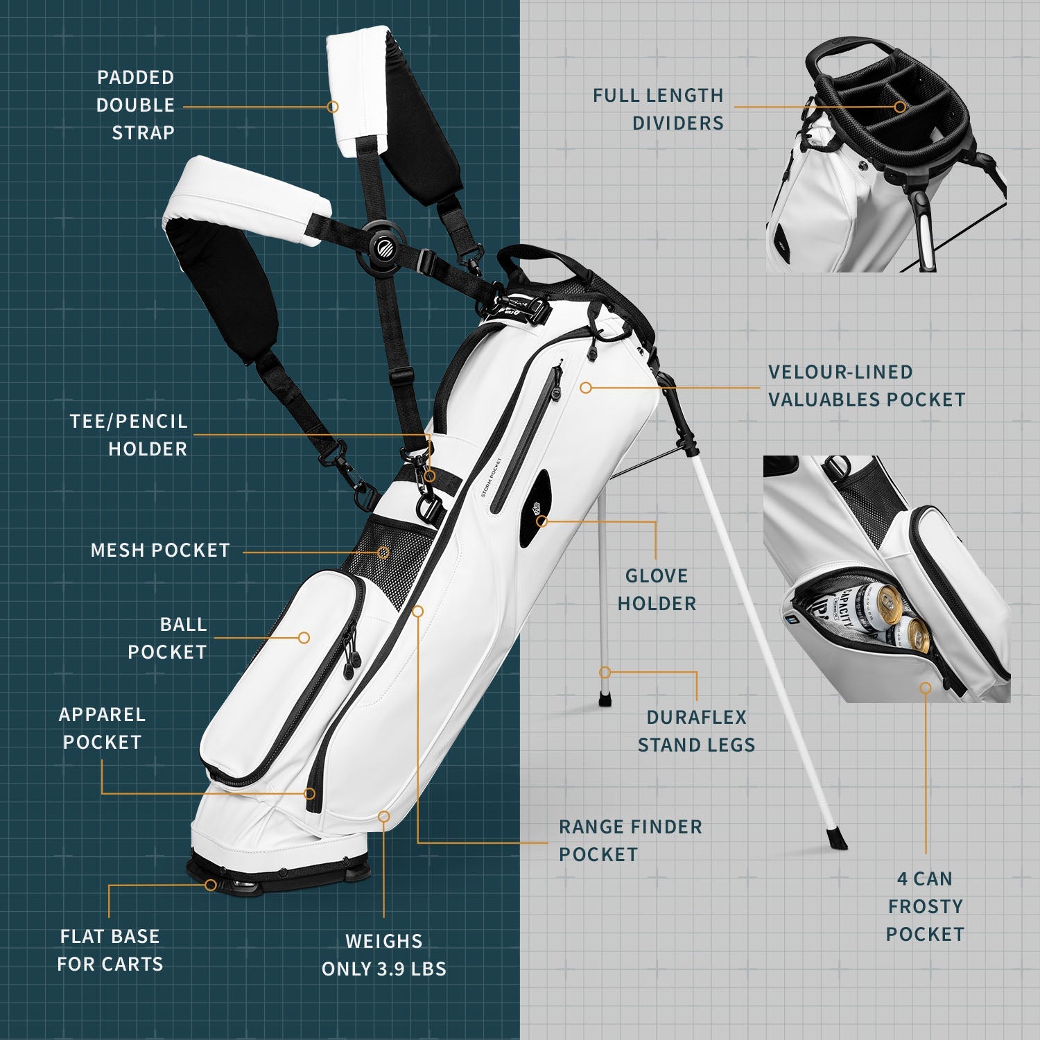 Image of El Camino S-Class | White Vegan Leather Mid Size Stand Bag
