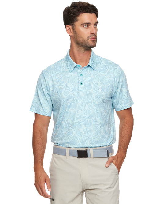 Flag And Anthem Lantana Palm Print Performance Polo