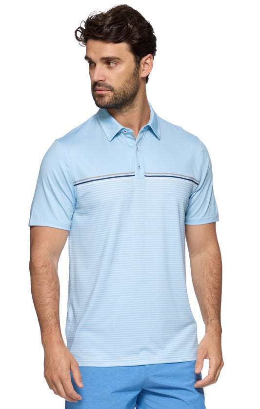 Flag And Anthem Lynbrook SS Blocked Stripe Performance Polo