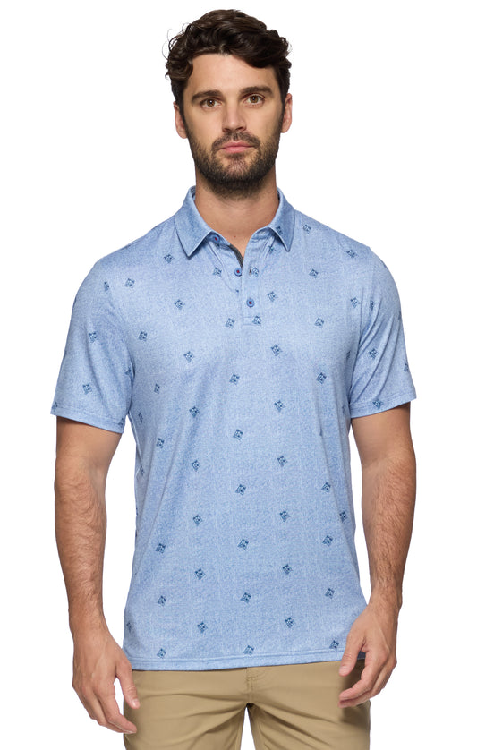 Flag And Anthem Pocatello SS Cocktail Print Performance Polo