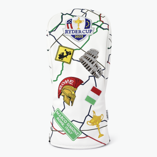 Ryder Cup 2023-All Roads Collection, Heritage Custom Driver Cover- Road Map with Multi Icons-White