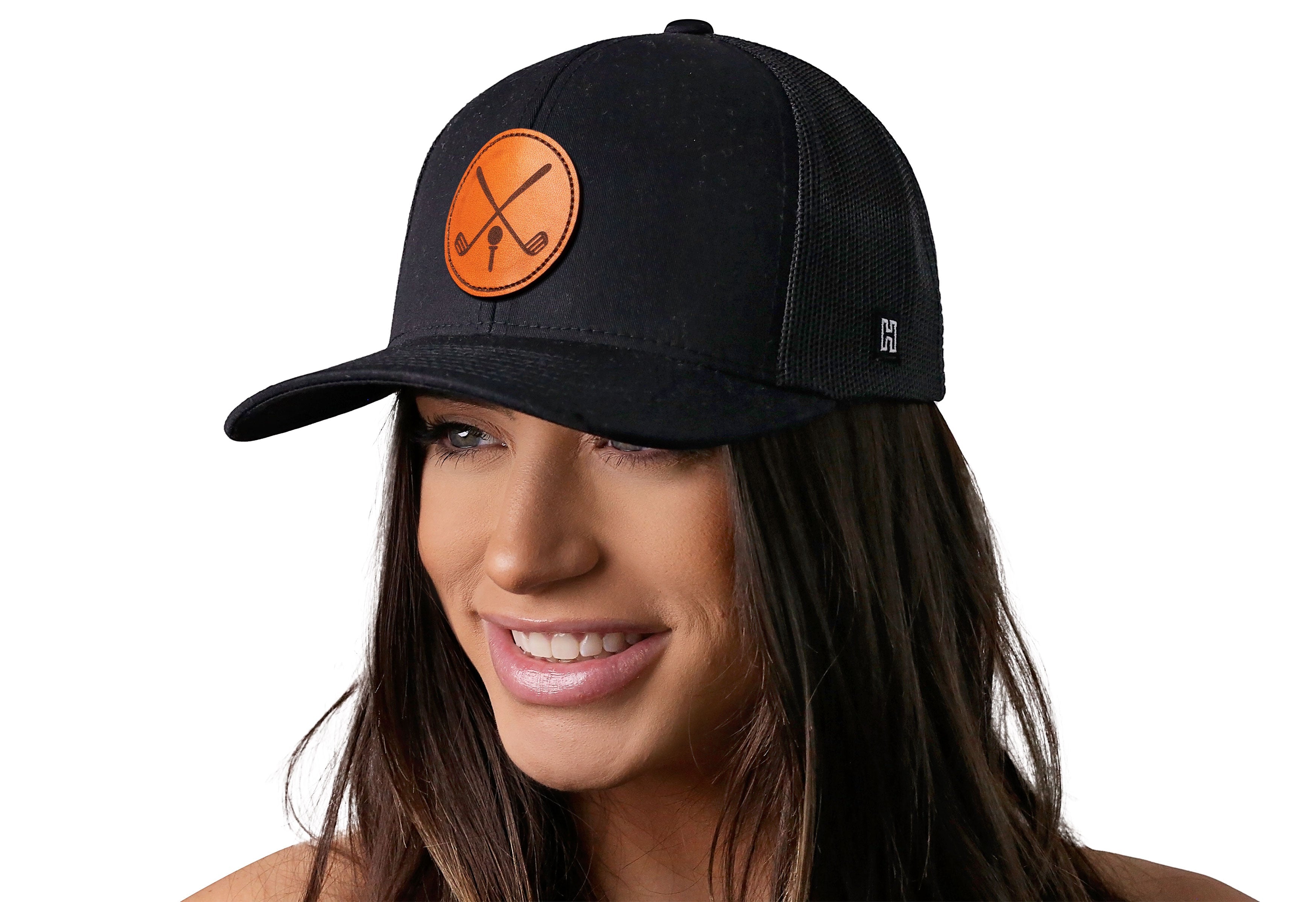 Image of Golf Trucker Hat Leather  |  Black Club X Snapback