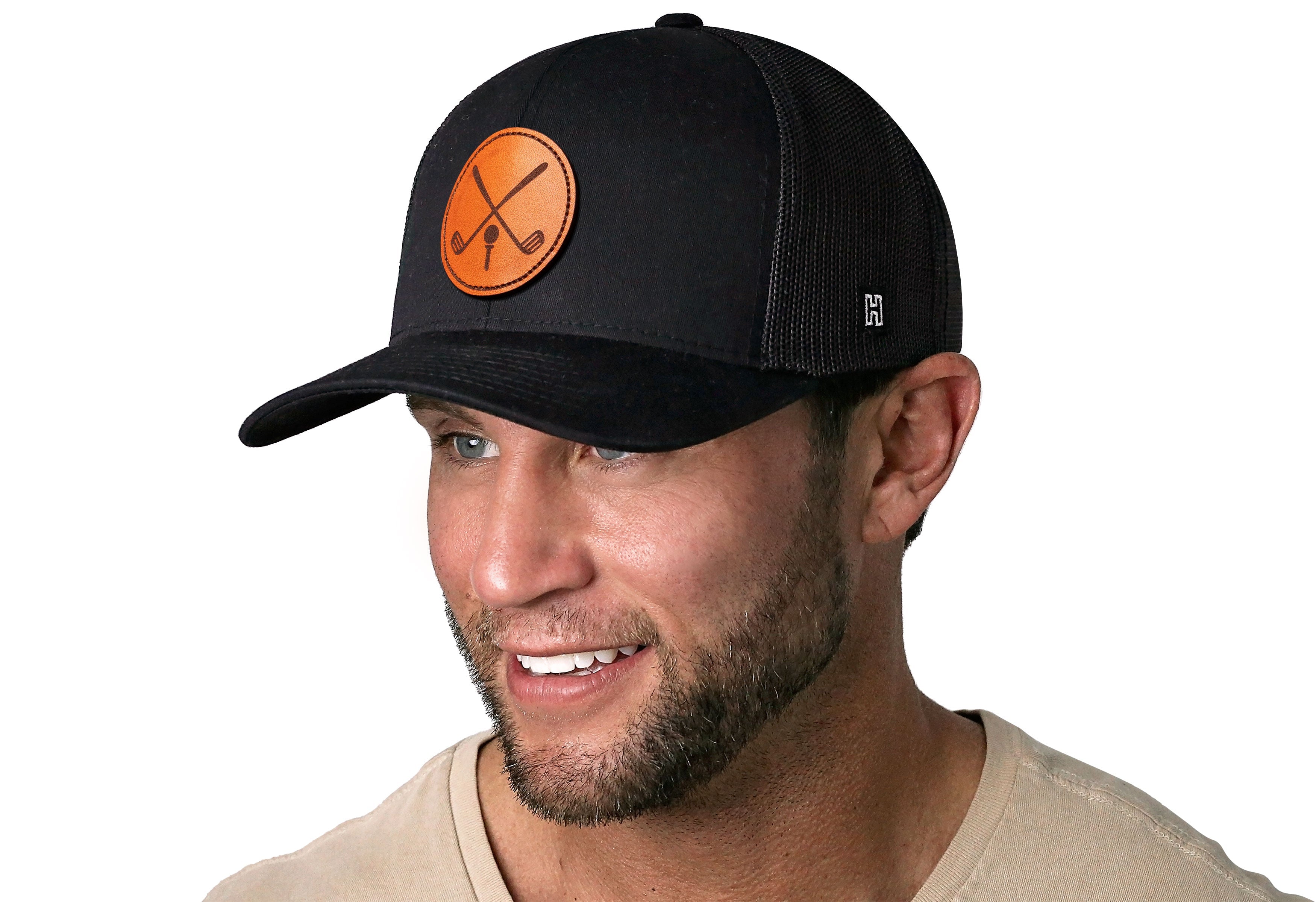Image of Golf Trucker Hat Leather  |  Black Club X Snapback