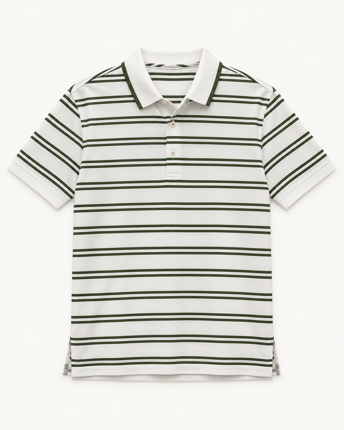 Image of Ashworth Mesh Double Stripe Polo - White/Pesto