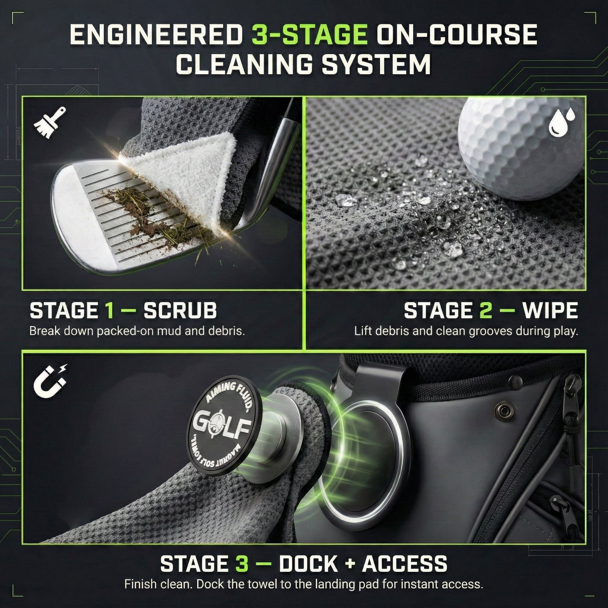 Image of Stubby Magnetic Golf Towel + Landing Pad System