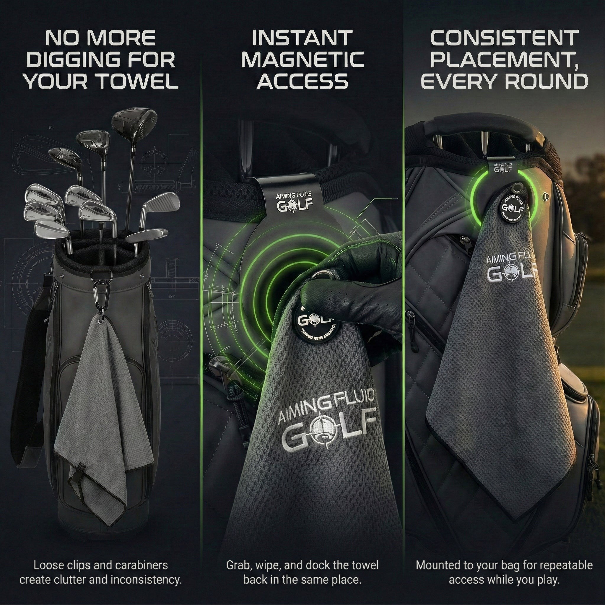 Image of Stubby Magnetic Golf Towel + Landing Pad System