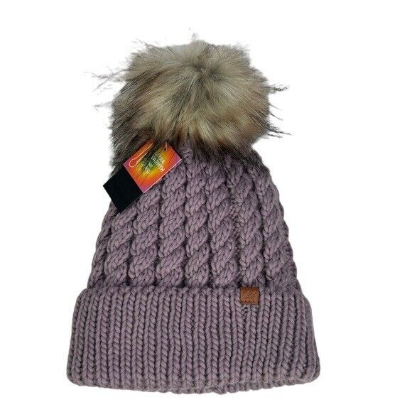 Braided Knit Beanie - Lavender