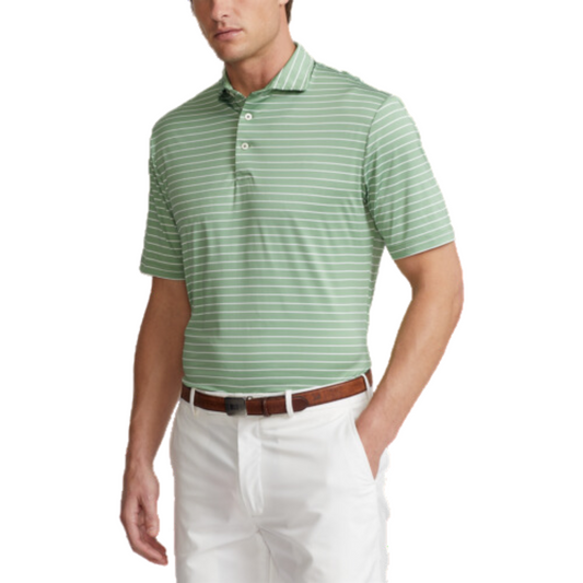 Yarn-Dye Featherweight Airflow Jersey Polo - Outback Green / Pure White